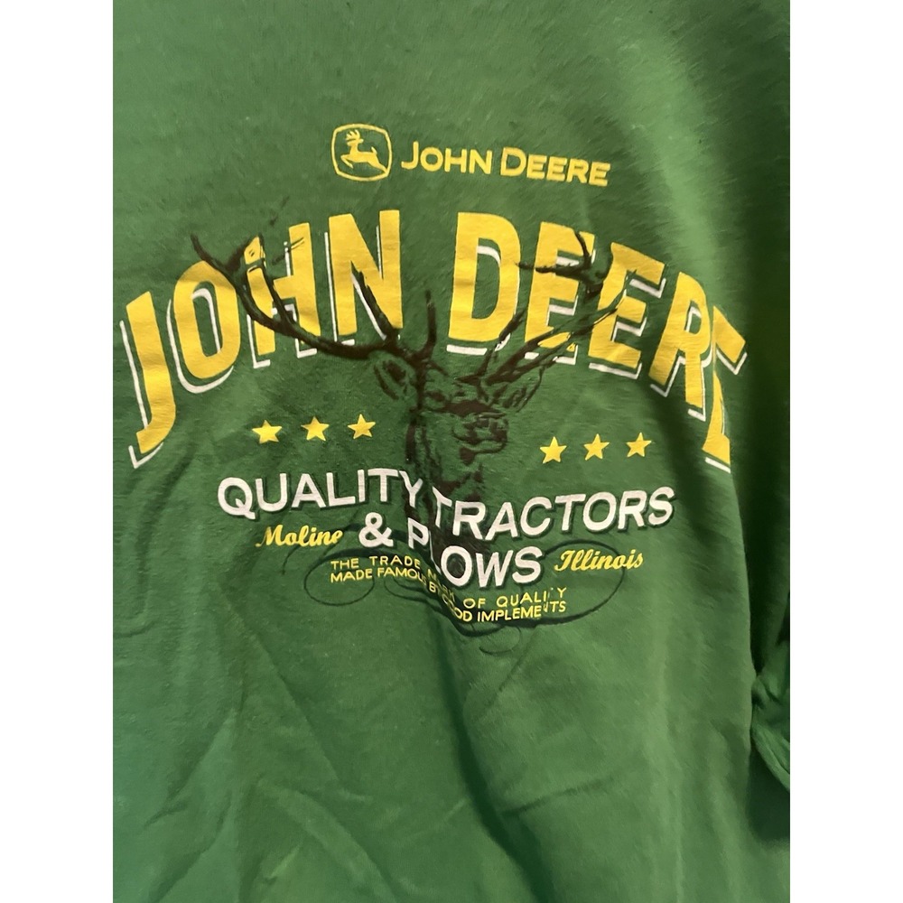 Vintage John Deere Logo Graphic T Shirt Mens XXL Green Farm Tractor Cotton Tee